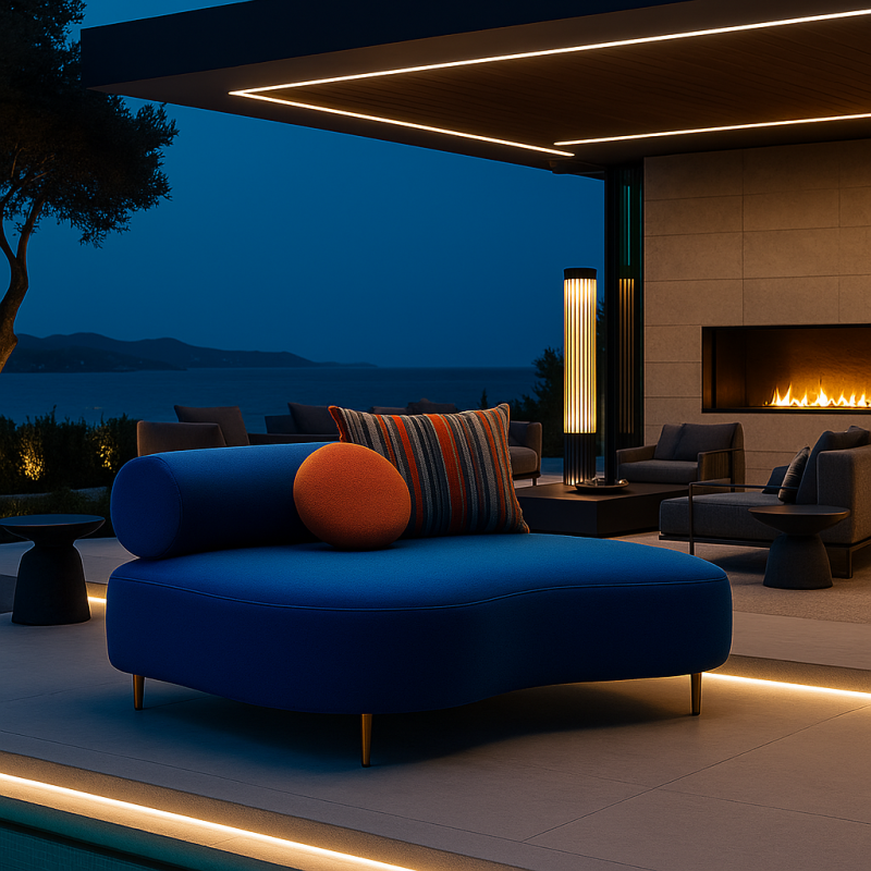 AZUR Divano Curvo Outdoor Blu Reale | Lusso per Hotel, Ville e Rooftop