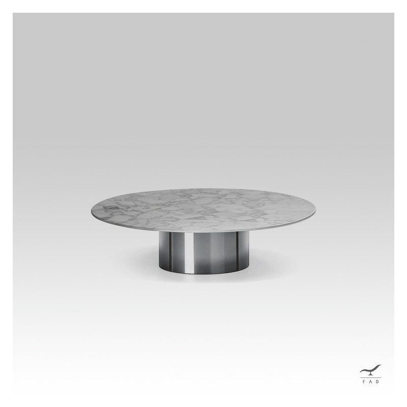 AMIES  Luxury Coffee Table in White Marble and Chrome | Designer Table for Dubai Villas