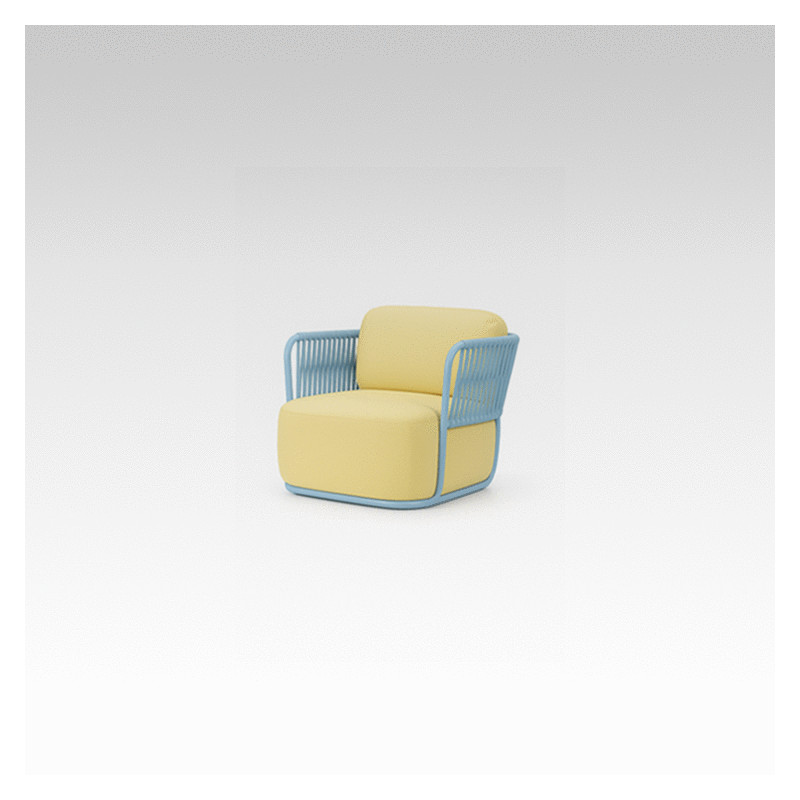 AMAD Outdoor Lounge Chair | Sky Blue & Yellow Luxury Armchair for Villas & Hotels