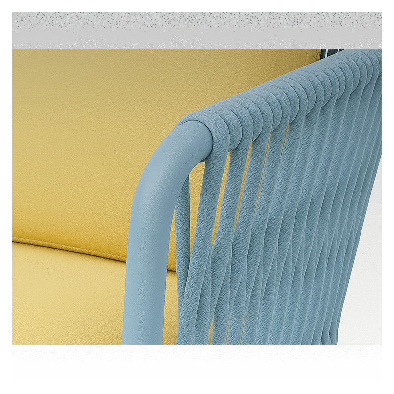 AMAD Outdoor Lounge Chair | Sky Blue & Yellow Luxury Armchair for Villas & Hotels
