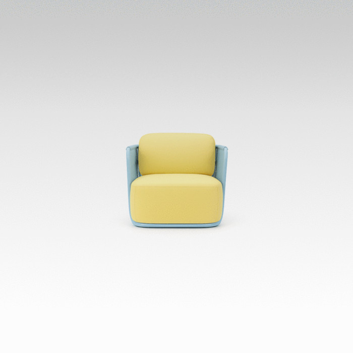 AMAD Outdoor Lounge Chair | Sky Blue & Yellow Luxury Armchair for Villas & Hotels