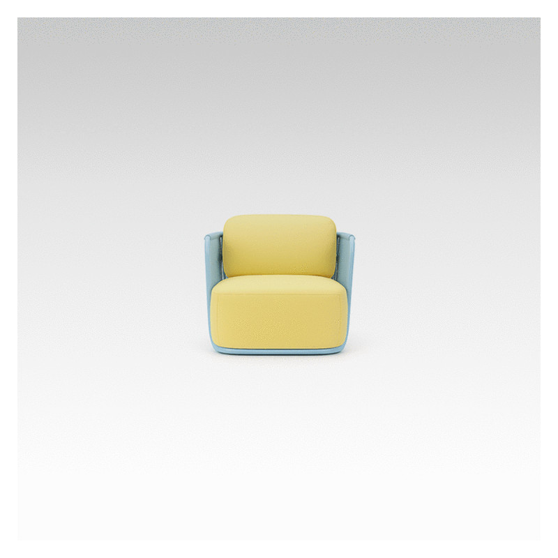 AMAD Outdoor Lounge Chair | Sky Blue & Yellow Luxury Armchair for Villas & Hotels