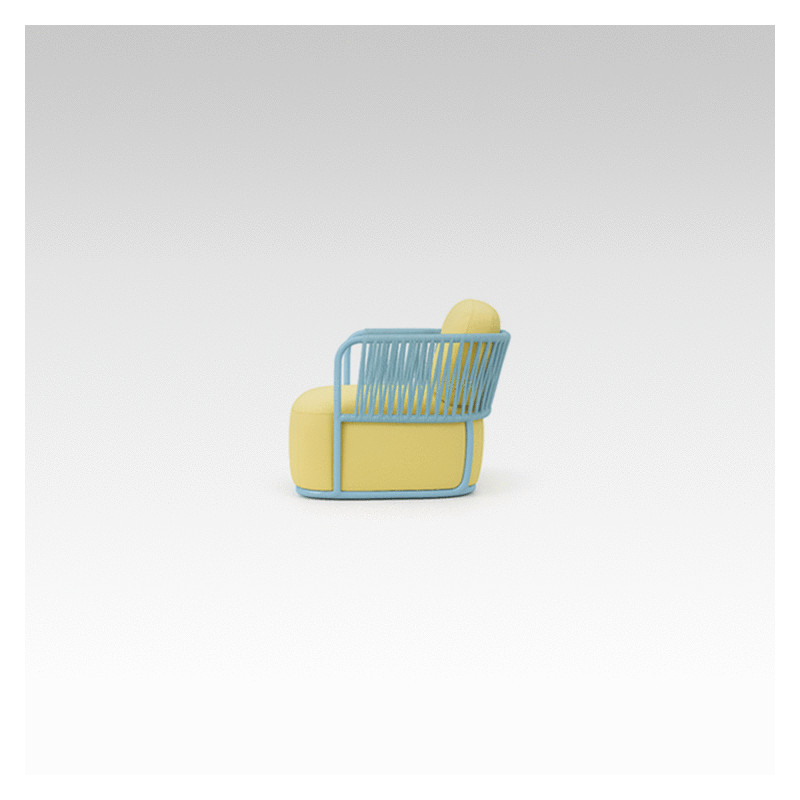 AMAD Outdoor Lounge Chair | Sky Blue & Yellow Luxury Armchair for Villas & Hotels