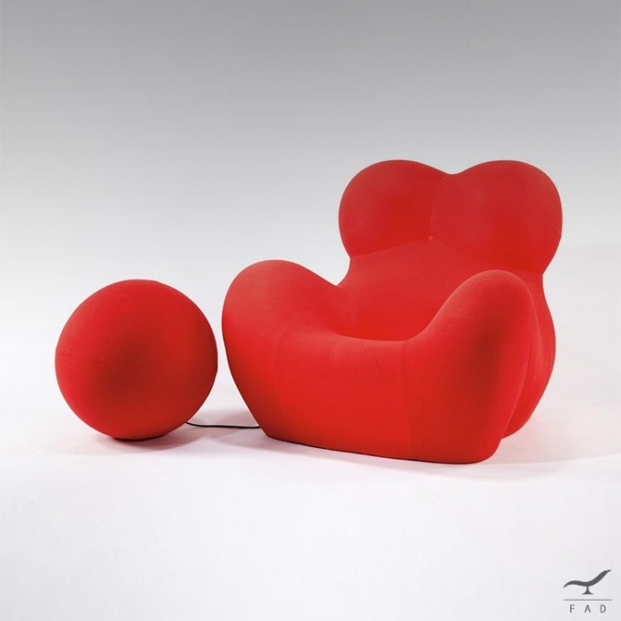 UP Lounge Armchair with matching pouf inspired by Gaetano Pesce in luxury stretch fabric
