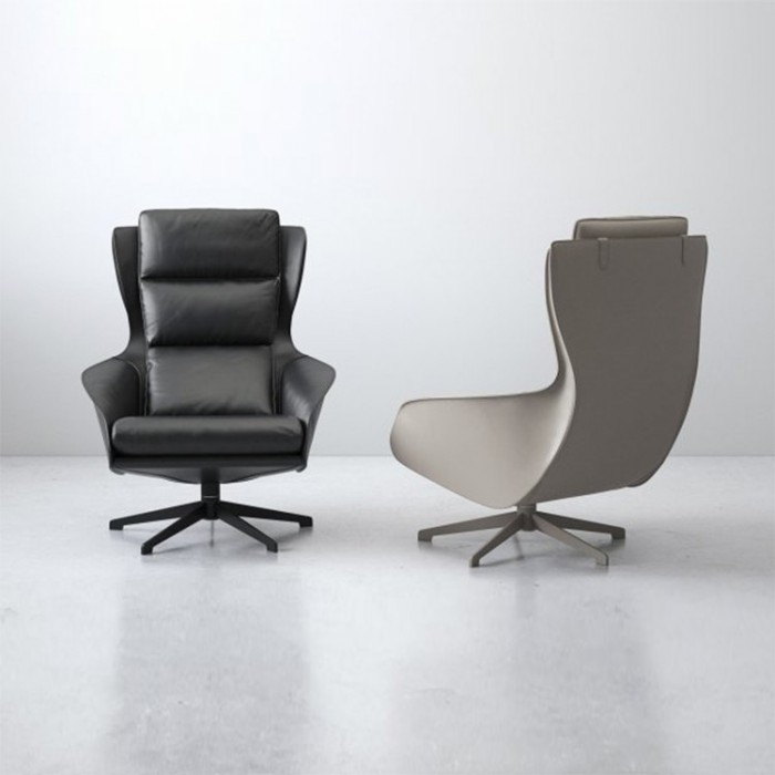 Modern 423 Cab Lounge Armchair by Carlo Bellini | Steel Frame with Leather Upholstery